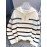 Women's Elegant White & Black Striped Winter Sweater - Thickened Long Sleeve Round Neck Zipper Collar Pullover, Soft Sweater for Fall & Winter, Casual to Formal Outfits, Machine Washable (/Beige/Gray/Black) - Versatile Layering Piece with Contrast Stripes, Medium Stretch Fabric, and Chic Zipper Detail for a Tailored Look, Cozy Sweaters for Women, Casual Long Sleeve Sweater, Womens Print Sweaters, Cardigan for Women Winter, Winter Top for Women, Sweaters for Women Office,