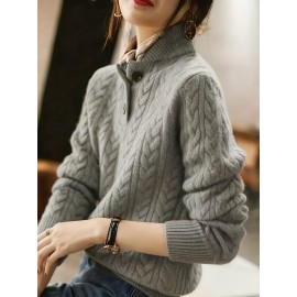 Women'S Sweater - Soft Pullover Sweater with V-Neck, Loose Fit Long Sleeve Top for Everyday & Formal Outfits - All-Season Layering Essential in Green