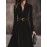 Women'S Elegant Vintage Black Velvet Maxi Dress with Deep V-Neck & Metallic Belt - Long Sleeve A-Line Floor-Length Formal Evening Gown for Fall/Winter, Sophisticated Party Wedding Attire, Winter Formal Wear, Sophisticated Style, Highquality Fabric