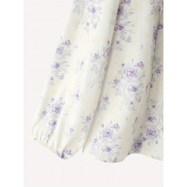 [Floral Lace Blouse] Plus Size, Women's Plus Size Blouse - Floral Lace Accent Shirt With Stand Collar - Lightweight Elegant Office & Party Top - Non-See-Through Formal & Casual Outfits - Machine Washable Women's Clothing By ZANZEA