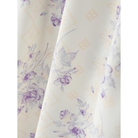 [Floral Lace Blouse] Plus Size, Women's Plus Size Blouse - Floral Lace Accent Shirt With Stand Collar - Lightweight Elegant Office & Party Top - Non-See-Through Formal & Casual Outfits - Machine Washable Women's Clothing By ZANZEA