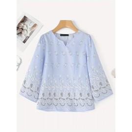 [Floral Plus Size Blouse] ZANZEA Women's Plus Size Mustard-Yellow & Green Floral Print Blouse - Lightweight 3/4 Sleeve, Collar, Short Sleeve-like Fit (No Bulk), Machine Washable - Elegant Casual & Professional Tops for Vacation, Office, Wedding