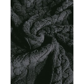 Plus Size - Women'S Plush Fleece Coat - Elegant Hooded Winter Jacket with Double-Breasted Front Closure, Soft Plush Collar & Full-Length Zipper