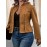 1pc Women'S Plus Size Casual Polyester Jacket with Faux Buttons, Solid Color Knitted Open Front Collar, Stretch Fabric, Autumn/Winter Outerwear