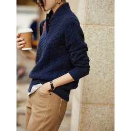 Women'S Sweater - Soft Pullover Sweater with V-Neck, Loose Fit Long Sleeve Top for Everyday & Formal Outfits - All-Season Layering Essential in Green