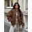 Plus Size, Women's Oversized Brown Jacket - Plus Size Casual Collar Coat with White Button Closure, Dropped Shoulder H-Line Silhouette & Chest Pocket - All-Season Outerwear for, Date, Everyday (Machine Washable) - Elegant Brown Blazer